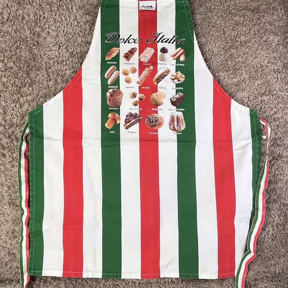 Dolce Italia Florence Bar Apron Red White Green Flag of Italy Striped Sweets
